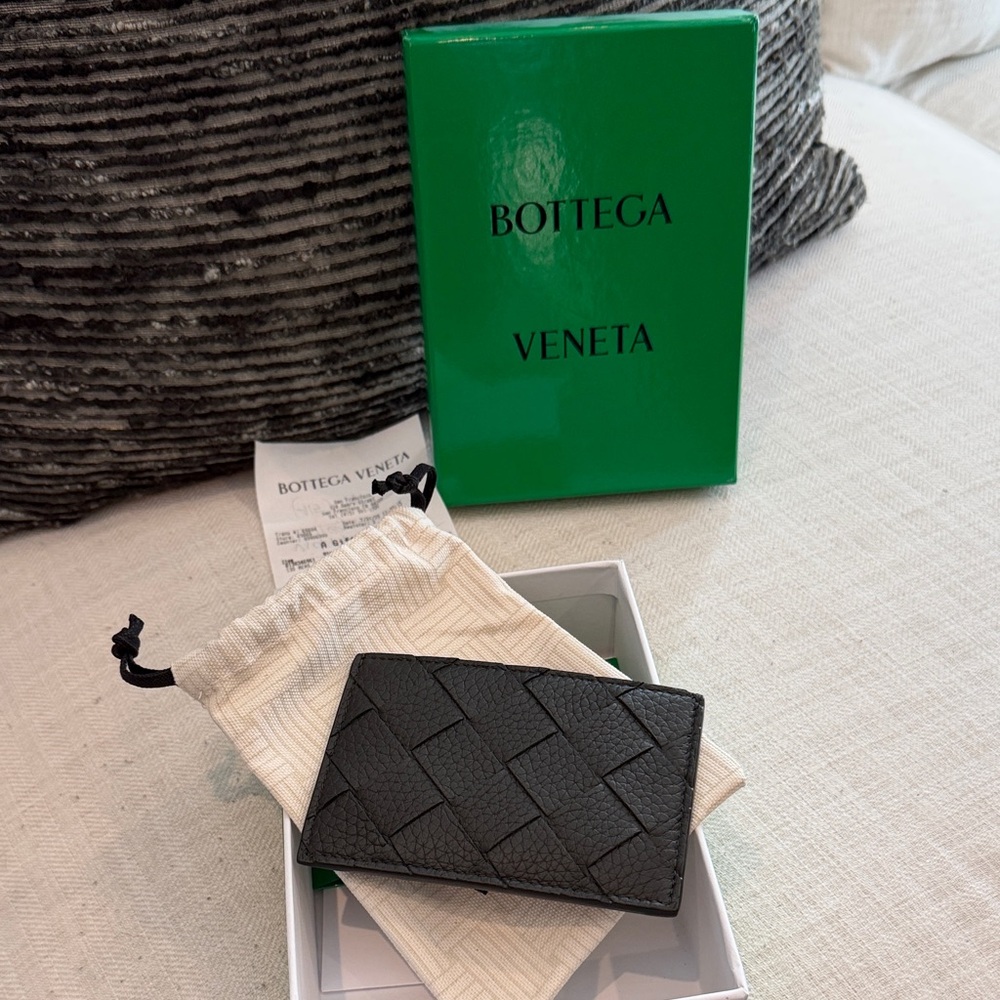 Bottega Veneta Black Intrecciato Credit Card Case